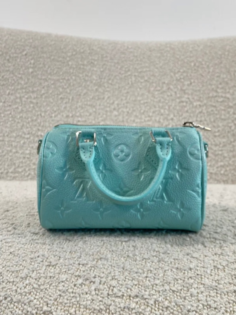 Authentic Pre-Owned Louis Vuitton Nano Speedy Handbag in Pearly Lagoon Turquoise